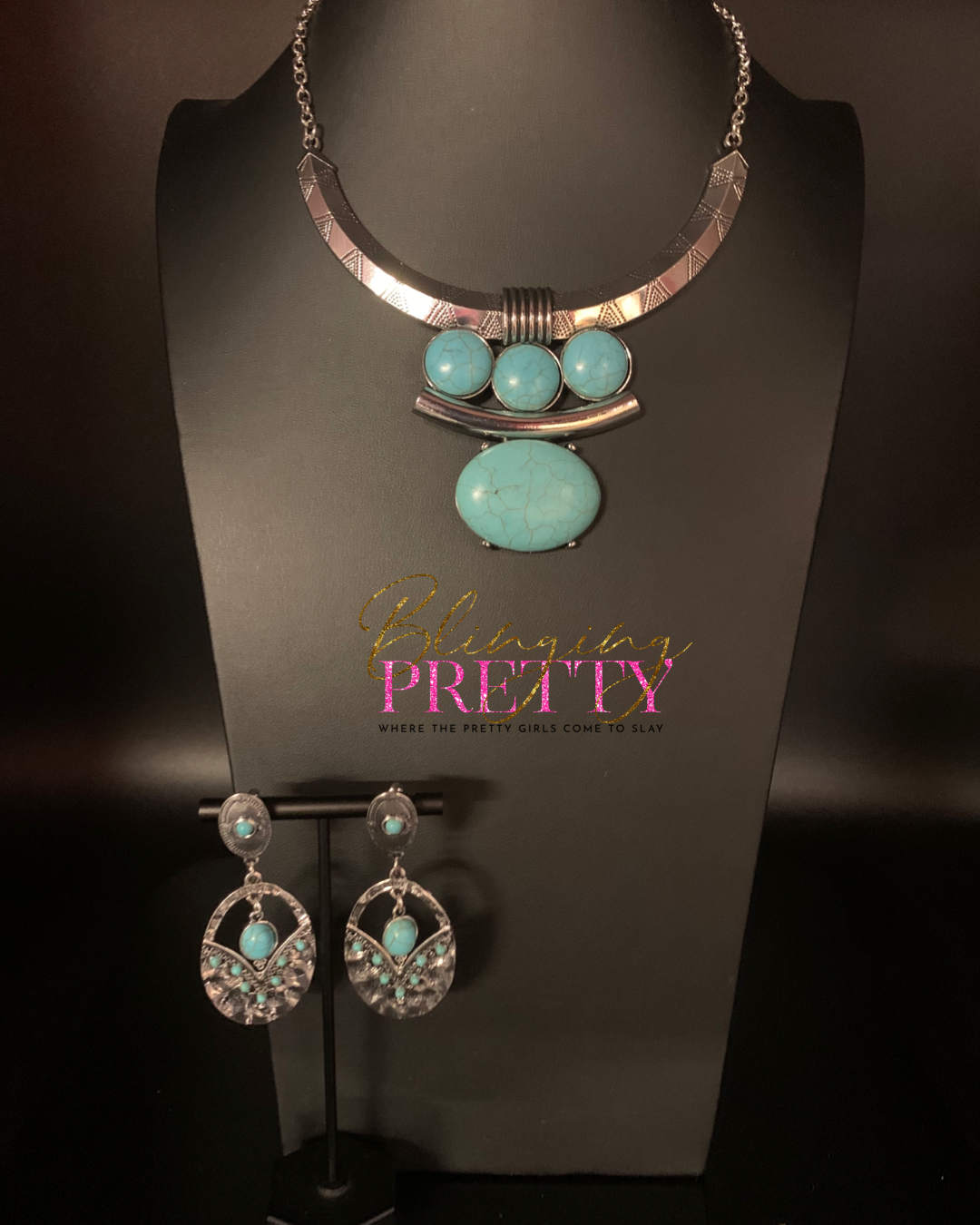 Paparazzi Necklace & Earring Set - Commander In CHIEFETTE Necklace & Terra Tribute Earrings - Blue