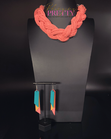 Paparazzi Necklace & Earrings Set - Orange & Multi