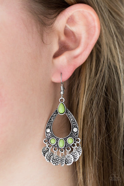 Paparazzi Earrings -  Island Escapade - Green - SHOPBLINGINGPRETTY