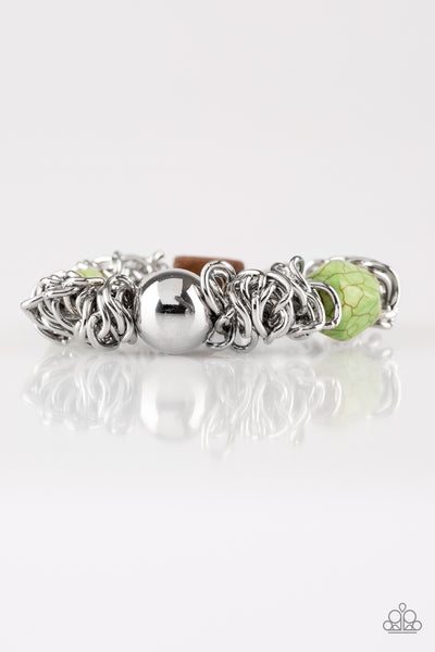 Paparazzi Bracelet- Mesmerizingly Magmatic - Green - SHOPBLINGINGPRETTY