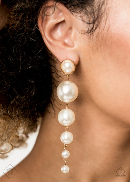 Paparazzi Earrings -  Living a WEALTHY Lifestyle - Gold (October 2020 Fashion Fix)