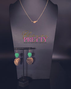 Paparazzi Necklace & Earring Set - Gold & Green