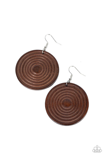 Paparazzi Earrings-  Caribbean Cymbal - Brown