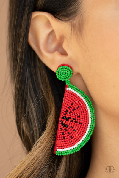 Paparazzi Earrings - You Are One In A Melon - Red - SHOPBLINGINGPRETTY