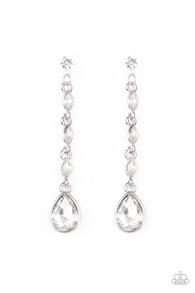 Paparazzi Earrings - Must Love Diamonds - White - SHOPBLINGINGPRETTY