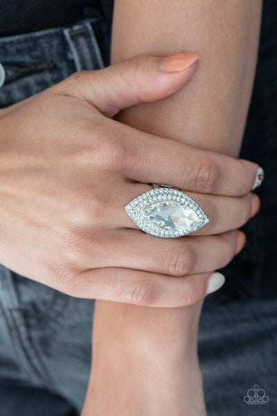Paparazzi Ring - Jaw-Dropping Dazzle - White - (April 2020 Life Of The Party) - SHOPBLINGINGPRETTY