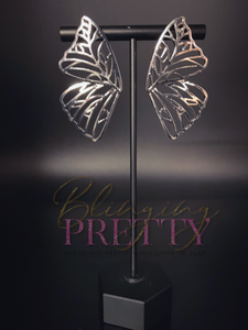 Paparazzi Earrings - Butterfly Frills - Silver (August 2021 Life Of The Party)