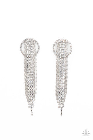 Paparazzi Earrings -  Dazzle By Default - White (January 2021 Life Of The Party)