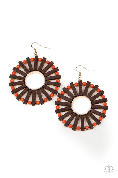 Paparazzi Earrings  -  Solar Flare - Orange