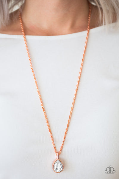 Paparazzi Necklace- Million Dollar Drop-Copper - SHOPBLINGINGPRETTY