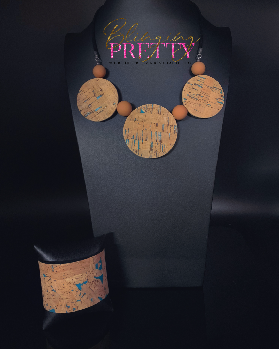 Paparazzi Necklace & Bracelet Set - Blue Cork