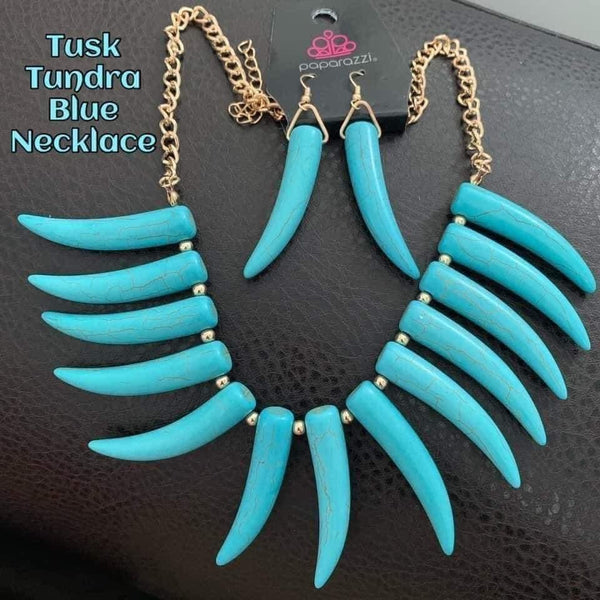Paparazzi Necklace -  Tusk Tundra - Blue (Life Of The Party August 2020)