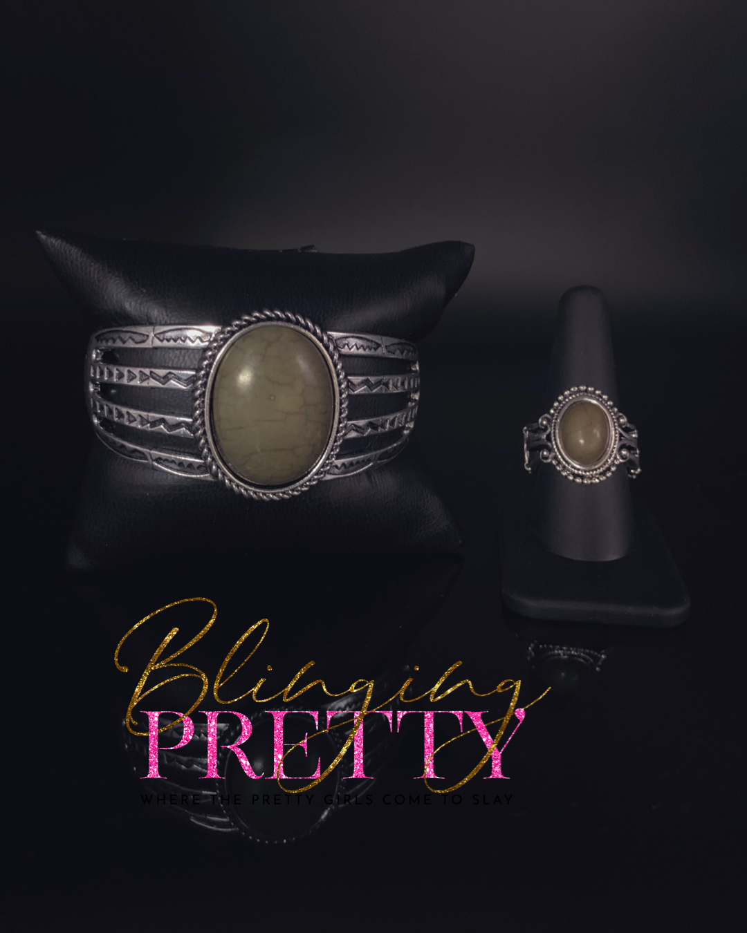 Paparazzi Bracelet & Ring Set - Olive Green