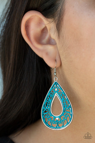 Paparazzi Earrings- Flamingo Flamenco - Blue - SHOPBLINGINGPRETTY