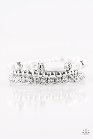 Paparazzi Bracelet- Modestly Madonna - White - SHOPBLINGINGPRETTY