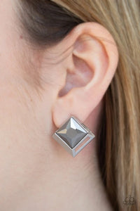 Paparazzi Earrings - Stellar Square - Silver