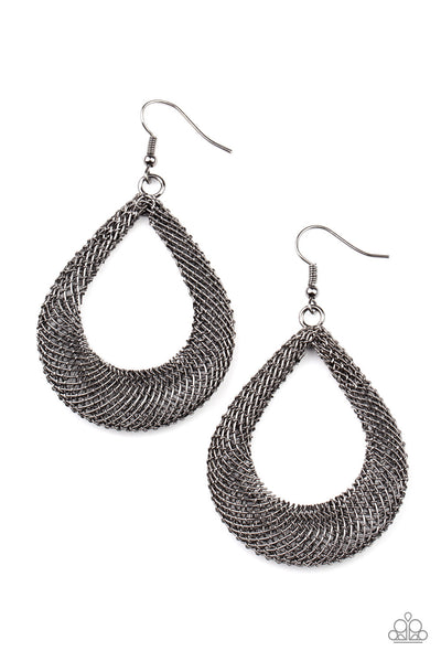 Paparazzi Earrings - A Hot MESH - Black