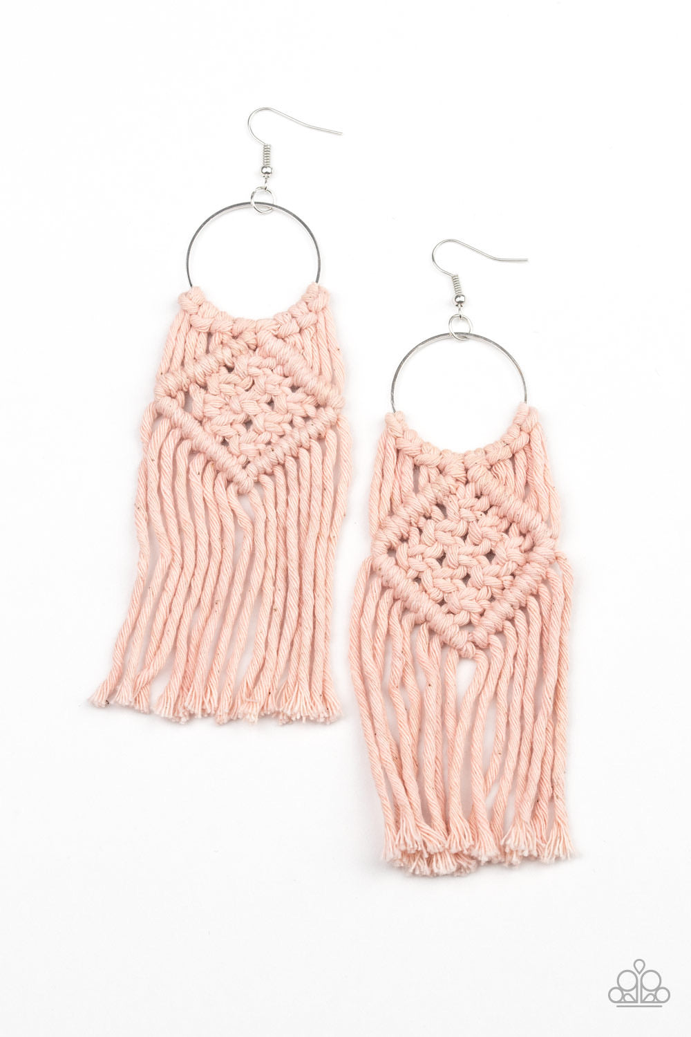 Paparazzi Earrings  -  Macrame Rainbow - Pink - SHOPBLINGINGPRETTY