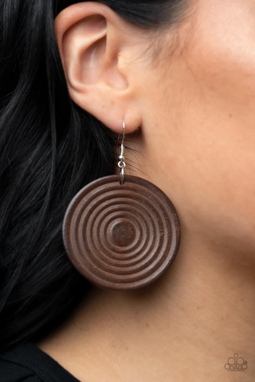 Paparazzi Earrings-  Caribbean Cymbal - Brown