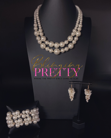 Paparazzi Bracelets, Earring, & Necklace Set - Pearls & Gold