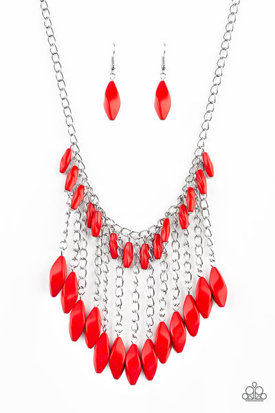 Paparazzi Necklace- Venturous Vibes - Red - SHOPBLINGINGPRETTY