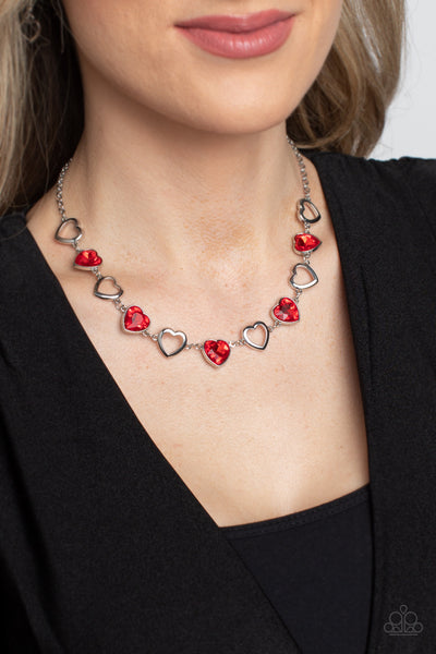 Paparazzi Necklace & Bracelet Set - Contemporary Cupid & Sentimental Sweetheart- Red