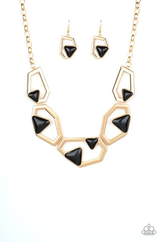 Paparazzi Necklace - GEO-ing, GEO-ing, Gone - Gold - SHOPBLINGINGPRETTY