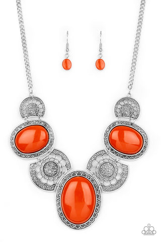 Paparazzi Necklace- The Medallion-aire - Orange - SHOPBLINGINGPRETTY