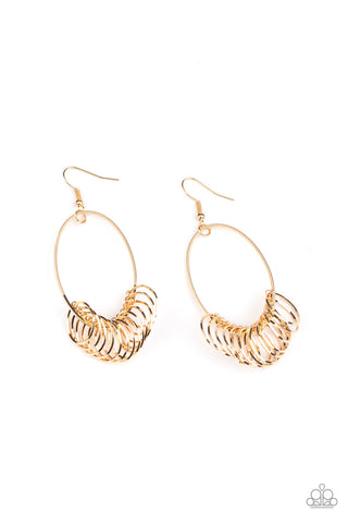 Paparazzi Earrings - Halo Effect - Gold