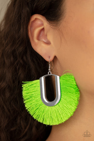 Paparazzi  Earrings - Tassel Tropicana - Green - SHOPBLINGINGPRETTY