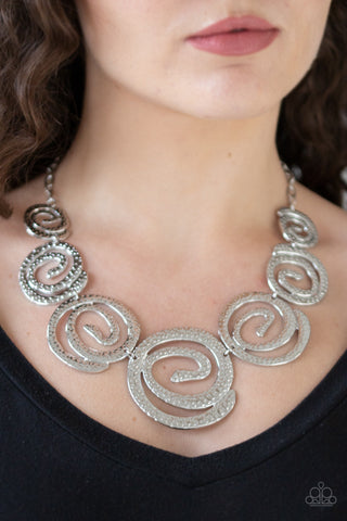 Paparazzi  Necklace -  Statement Swirl - Silver