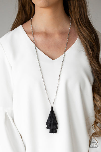 Paparazzi Necklace - Triple The Tassel - Black - SHOPBLINGINGPRETTY