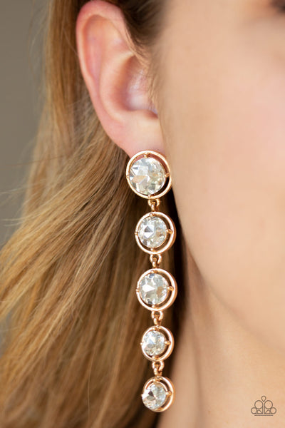 Paparazzi Earrings- Drippin In Starlight - Gold - SHOPBLINGINGPRETTY