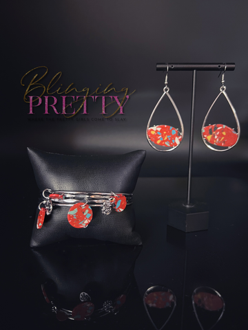 Paparazzi Earrings - Tropical Terrazzo & Prairie Plains Bracelets Set - Red