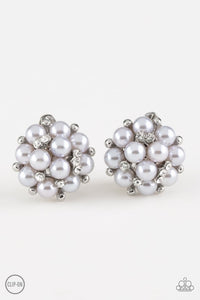 Paparazzi Earrings-Par Pearl Clip-Ons- Silver - SHOPBLINGINGPRETTY