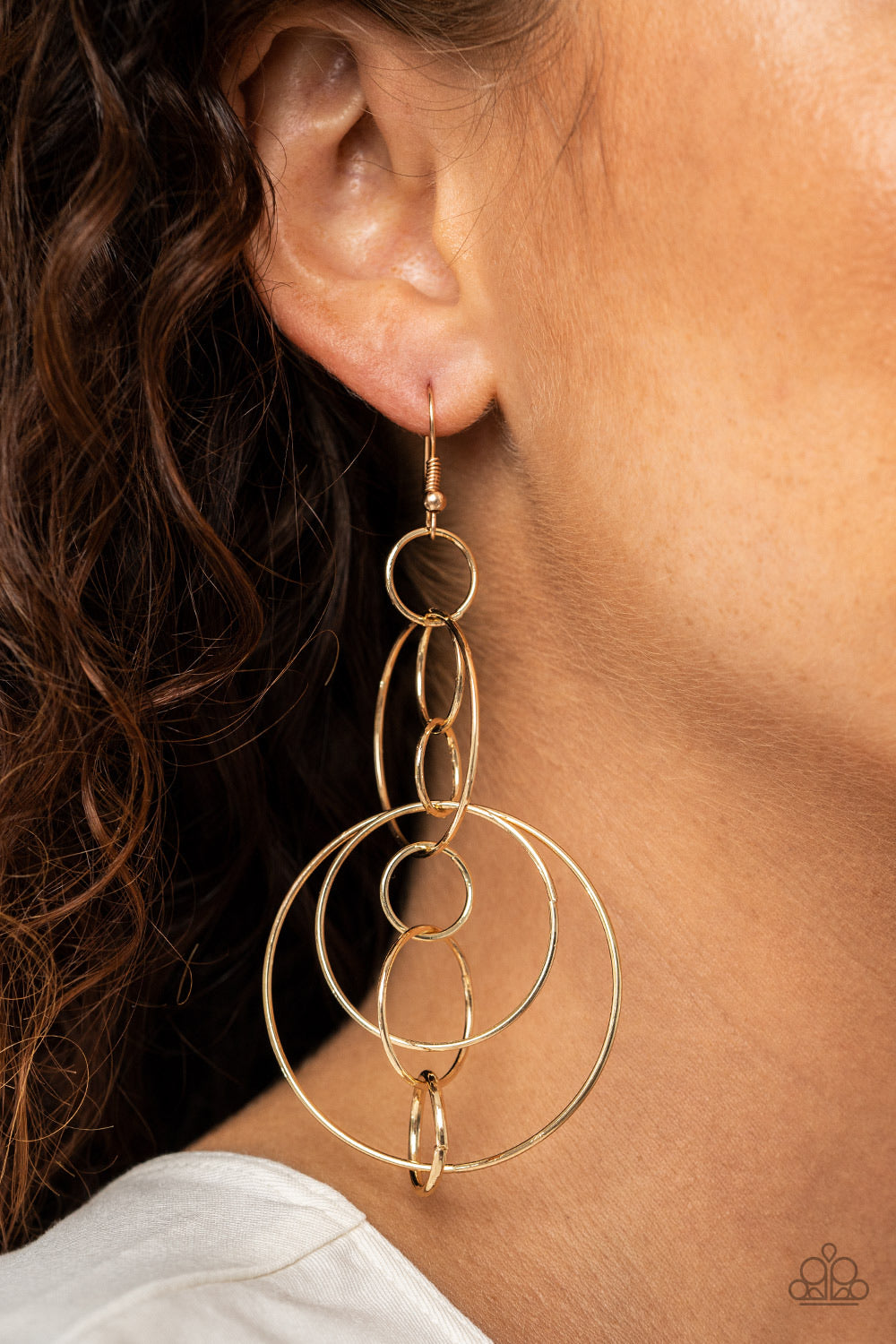 Paparazzi Earrings - Running Circles Around You - Gold