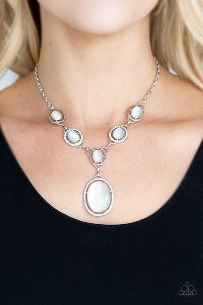 Paparazzi Necklace - Metro Medallion - White - SHOPBLINGINGPRETTY