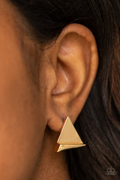 Paparazzi Earrings  - Die TRI-ing - Gold