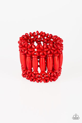 Paparazzi Bracelet - Barbados Beach Club - Red - SHOPBLINGINGPRETTY