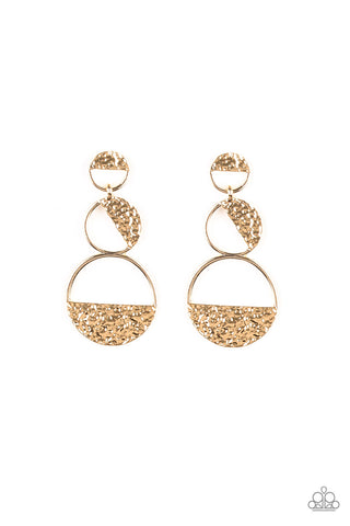 Paparazzi Earrings - Triple Trifecta - Gold - SHOPBLINGINGPRETTY