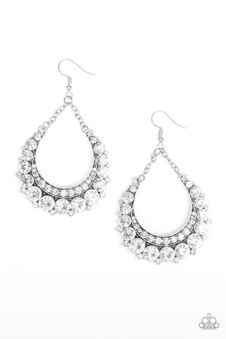 Paparazzi Earrings-Once In A SHOWTIME - White - SHOPBLINGINGPRETTY