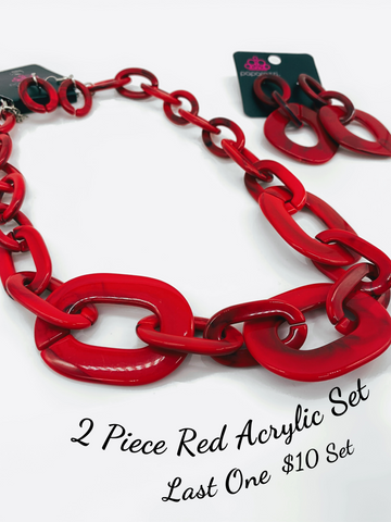 Paparazzi Earrings & Necklace Set - Torrid Tropicana - Red & All In-VINCIBLE - Red Necklace