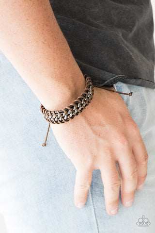 Paparazzi Bracelet- Racer Edge - Brown - SHOPBLINGINGPRETTY