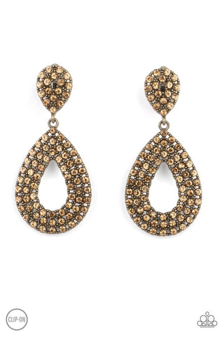 Paparazzi Earrings - Pack In The Pizzazz - Brass