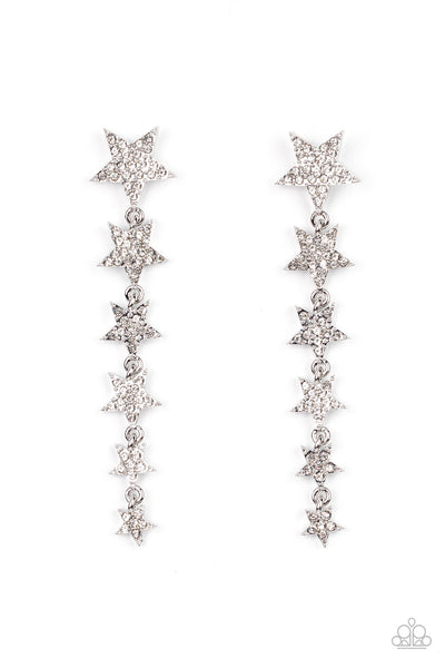 Paparazzi Earrings - Americana Attitude- White