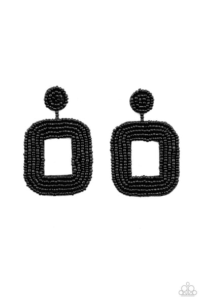 Paparazzi Earrings - Beaded Bella - Black