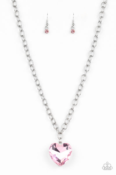 Paparazzi  Necklace-  Flirtatiously Flashy - Pink - SHOPBLINGINGPRETTY