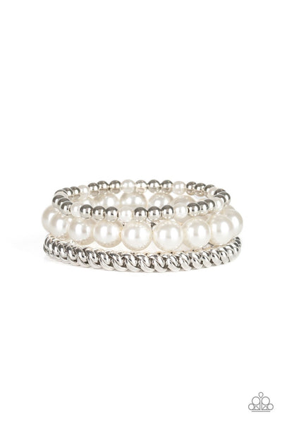 Paparazzi Bracelet- A Pearl-fect Ten White Bracelet - SHOPBLINGINGPRETTY