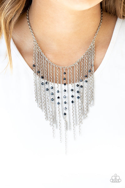 Paparazzi Necklace-First Class Fringe - Blue - SHOPBLINGINGPRETTY