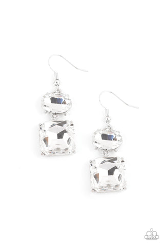 Paparazzi Earrings  - All ICE On Me - White